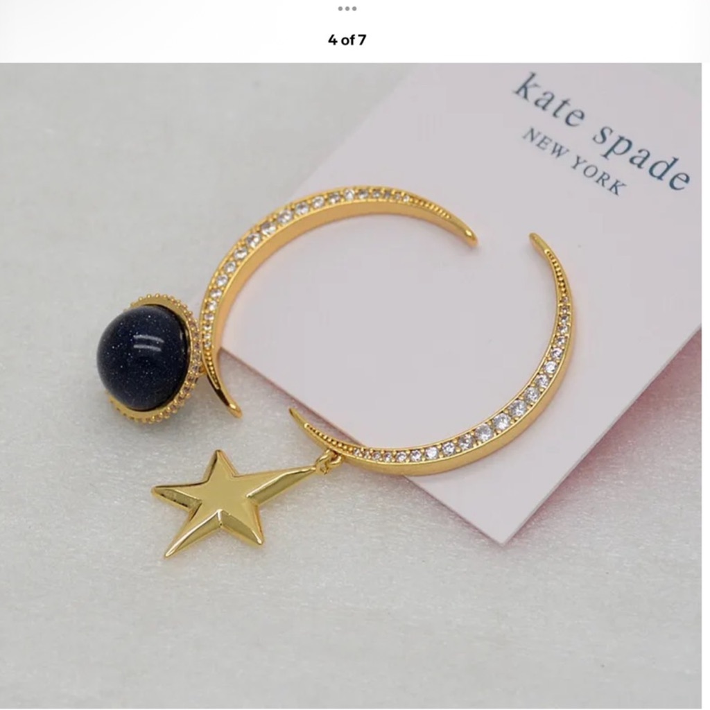 Kate Spade On The Rocks Asymmetrical Moon & Star Earrings $88 New